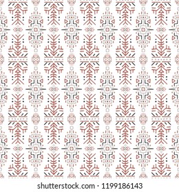 Vector Seamless Pattern in Ethnic Style. Creative tribal endless ornament, perfect for textile design, wrapping paper, wallpaper or site background. Trendy hand drawn boho tile.