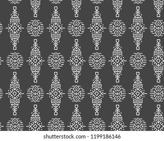 Vector Seamless Pattern in Ethnic Style. Creative tribal endless ornament, perfect for textile design, wrapping paper, wallpaper or site background. Trendy hand drawn boho tile.
