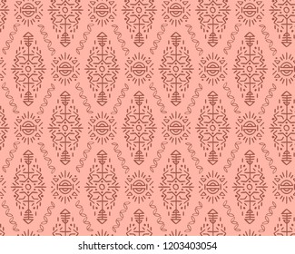 Vector Seamless Pattern in Ethnic Style. Creative tribal endless ornament, perfect for textile design, wrapping paper, wallpaper or site background. Trendy hand drawn boho tile.