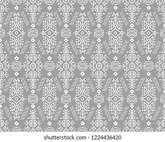 Vector Seamless Pattern in Ethnic Style. Creative tribal endless ornament, perfect for textile design, wrapping paper, wallpaper or site background. Trendy hand drawn boho tile.