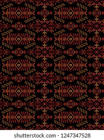 Vector Seamless Pattern in Ethnic Style. Creative tribal endless ornament, perfect for textile design, wrapping paper, wallpaper or site background. Trendy hand drawn boho tile.