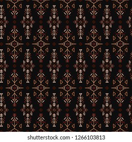 Vector Seamless Pattern in Ethnic Style. Creative tribal endless ornament, perfect for textile design, wrapping paper, wallpaper or site background. Trendy hand drawn boho tile.