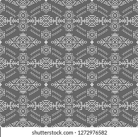 Vector Seamless Pattern in Ethnic Style. Creative tribal endless ornament, perfect for textile design, wrapping paper, wallpaper or site background. Trendy hand drawn boho tile.