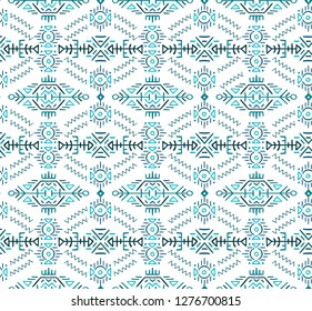 Vector Seamless Pattern in Ethnic Style. Creative tribal endless ornament, perfect for textile design, wrapping paper, wallpaper or site background. Trendy hand drawn boho tile.