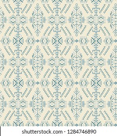 Vector Seamless Pattern in Ethnic Style. Creative tribal endless ornament, perfect for textile design, wrapping paper, wallpaper or site background. Trendy hand drawn boho tile.