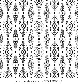 Vector Seamless Pattern in Ethnic Style. Creative tribal endless ornament, perfect for textile design, wrapping paper, wallpaper or site background. Trendy hand drawn boho tile.