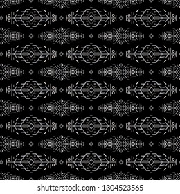 Vector Seamless Pattern in Ethnic Style. Trendy hand drawn boho tile. Creative tribal endless ornament, perfect for textile design, wrapping paper, wallpaper or site background.