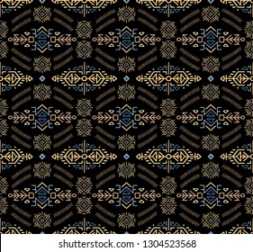 Vector Seamless Pattern in Ethnic Style. Trendy hand drawn boho tile. Creative tribal endless ornament, perfect for textile design, wrapping paper, wallpaper or site background.
