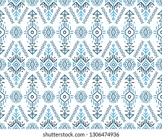Vector Seamless Pattern in Ethnic Style. Trendy hand drawn boho tile. Creative tribal endless ornament, perfect for textile design, wrapping paper, wallpaper or site background.