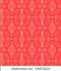 Vector Seamless Pattern in Ethnic Style. Trendy hand drawn boho tile. Creative tribal endless ornament, perfect for textile design, wrapping paper, wallpaper or site background.