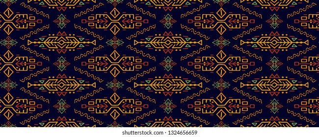 Vector Seamless Pattern in Ethnic Style. Trendy hand drawn boho tile. Creative tribal endless ornament, perfect for textile design, wrapping paper, wallpaper or site background.