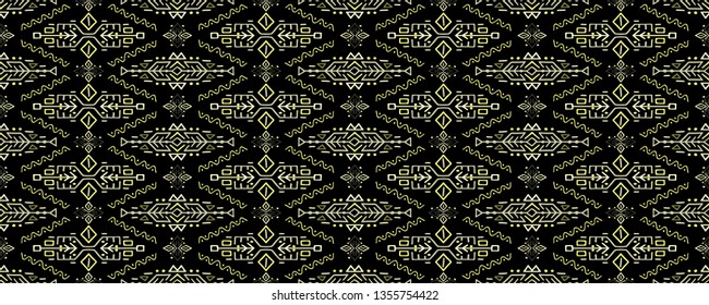 Vector Seamless Pattern in Ethnic Style. Trendy hand drawn boho tile. Creative tribal endless ornament, perfect for textile design, wrapping paper, wallpaper or site background.