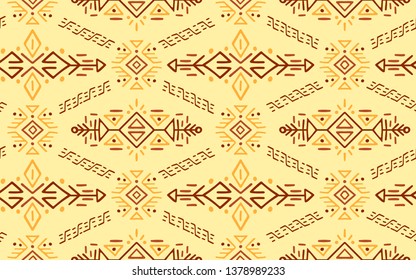 Vector Seamless Pattern in Ethnic Style. Trendy hand drawn boho tile. Creative tribal endless ornament, perfect for textile design, wrapping paper, wallpaper or site background.