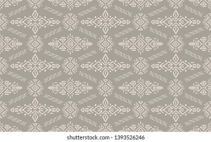 Vector Seamless Pattern in Ethnic Style. Trendy hand drawn boho tile. Creative tribal endless ornament, perfect for textile design, wrapping paper, wallpaper or site background.