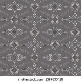 Vector Seamless Pattern in Ethnic Style. Trendy hand drawn boho tile. Creative tribal endless ornament, perfect for textile design, wrapping paper, wallpaper or site background.