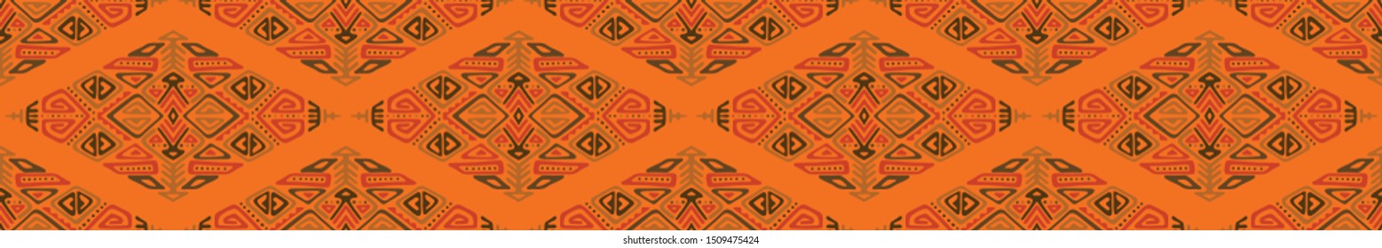 Vector Seamless Pattern in Ethnic Style. Trendy hand drawn boho tile. Creative tribal endless ornament, perfect for textile design, wrapping paper, wallpaper or site background.