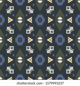 Vector seamless pattern in ethnic style. Background with geometric tribal ornament for printing on paper and textile.