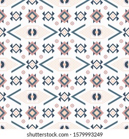 Vector seamless pattern in ethnic style. Background with geometric tribal ornament for printing on paper and textile.