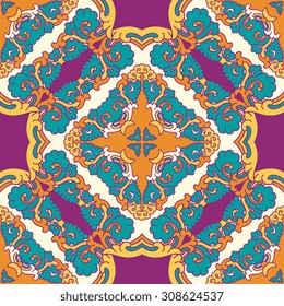 Vector seamless pattern ethnic style background. Vintage decorative texture for wallpapers, backgrounds and page fill. Indian, arabic motive.