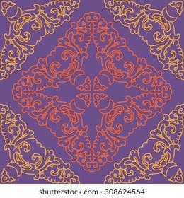 Vector seamless pattern ethnic style background. Vintage decorative texture for wallpapers, backgrounds and page fill. Indian, arabic motive.