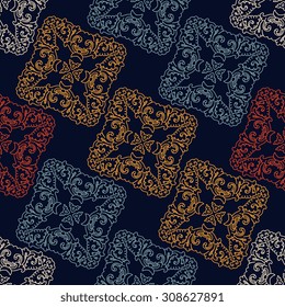 Vector seamless pattern ethnic style background. Vintage decorative texture for wallpapers, backgrounds and page fill. Indian, arabic motive.
