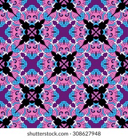 Vector seamless pattern ethnic style background. Vintage decorative texture for wallpapers, backgrounds and page fill. Indian, arabic motive.