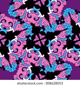 Vector seamless pattern ethnic style background. Vintage decorative texture for wallpapers, backgrounds and page fill. Indian, arabic motive.