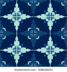 Vector seamless pattern ethnic style background. Vintage decorative texture for wallpapers, backgrounds and page fill. Indian, arabic motive.