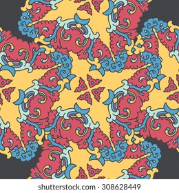Vector seamless pattern ethnic style background. Vintage decorative texture for wallpapers, backgrounds and page fill. Indian, arabic motive.