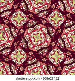 Vector seamless pattern ethnic style background. Vintage decorative texture for wallpapers, backgrounds and page fill. Indian, arabic motive.