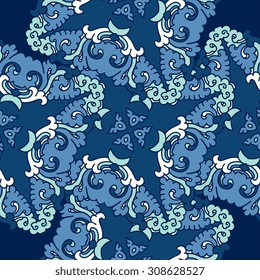 Vector seamless pattern ethnic style background. Vintage decorative texture for wallpapers, backgrounds and page fill. Indian, arabic motive.