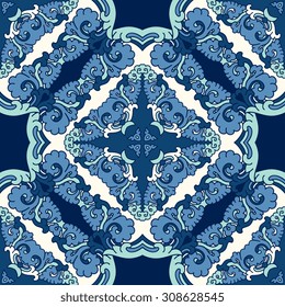 Vector seamless pattern ethnic style background. Vintage decorative texture for wallpapers, backgrounds and page fill. Indian, arabic motive.