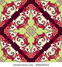 Vector seamless pattern ethnic style background. Vintage decorative texture for wallpapers, backgrounds and page fill. Indian, arabic motive.