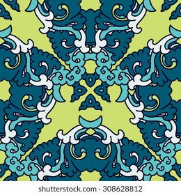 Vector seamless pattern ethnic style background. Vintage decorative texture for wallpapers, backgrounds and page fill. Indian, arabic motive.