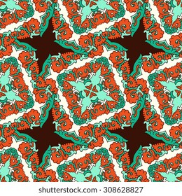 Vector seamless pattern ethnic style background. Vintage decorative texture for wallpapers, backgrounds and page fill. Indian, arabic motive.