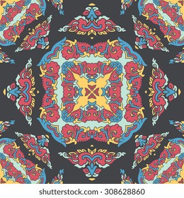 Vector seamless pattern ethnic style background. Vintage decorative texture for wallpapers, backgrounds and page fill. Indian, arabic motive.