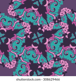Vector seamless pattern ethnic style background. Vintage decorative texture for wallpapers, backgrounds and page fill. Indian, arabic motive.