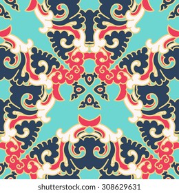 Vector seamless pattern ethnic style background. Vintage decorative texture for wallpapers, backgrounds and page fill. Indian, arabic motive.