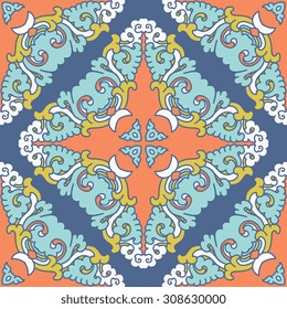 Vector seamless pattern ethnic style background. Vintage decorative texture for wallpapers, backgrounds and page fill. Indian, arabic motive.