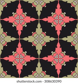 Vector seamless pattern ethnic style background. Vintage decorative texture for wallpapers, backgrounds and page fill. Indian, arabic motive.