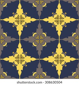 Vector seamless pattern ethnic style background. Vintage decorative texture for wallpapers, backgrounds and page fill. Indian, arabic motive.