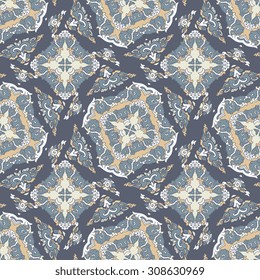 Vector seamless pattern ethnic style background. Vintage decorative texture for wallpapers, backgrounds and page fill. Indian, arabic motive.