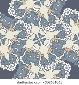 Vector seamless pattern ethnic style background. Vintage decorative texture for wallpapers, backgrounds and page fill. Indian, arabic motive.