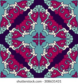 Vector seamless pattern ethnic style background. Vintage decorative texture for wallpapers, backgrounds and page fill. Indian, arabic motive.