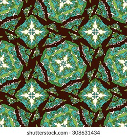 Vector seamless pattern ethnic style background. Vintage decorative texture for wallpapers, backgrounds and page fill. Indian, arabic motive.