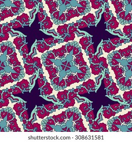 Vector seamless pattern ethnic style background. Vintage decorative texture for wallpapers, backgrounds and page fill. Indian, arabic motive.