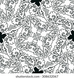 Vector seamless pattern ethnic style background. Vintage decorative texture for wallpapers, backgrounds and page fill. Indian, arabic motive.