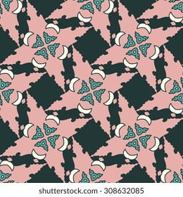 Vector seamless pattern ethnic style background. Vintage decorative texture for wallpapers, backgrounds and page fill. Indian, arabic motive.