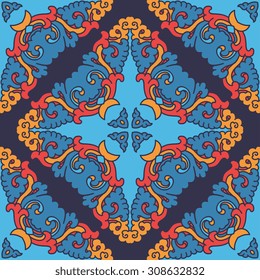 Vector seamless pattern ethnic style background. Vintage decorative texture for wallpapers, backgrounds and page fill. Indian, arabic motive.