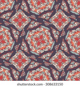 Vector seamless pattern ethnic style background. Vintage decorative texture for wallpapers, backgrounds and page fill. Indian, arabic motive.